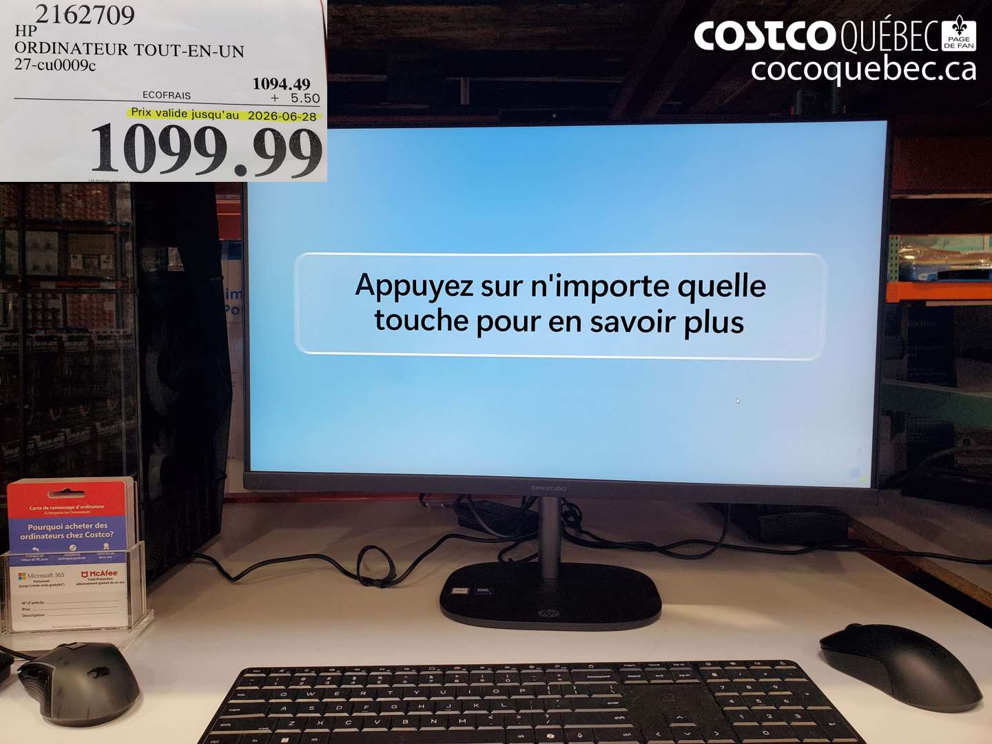 2162709 HP ORDINATEUR TOUT-EN-UN 27-CU0009C (EXPIRES ON 2026-06-28) $1099.99