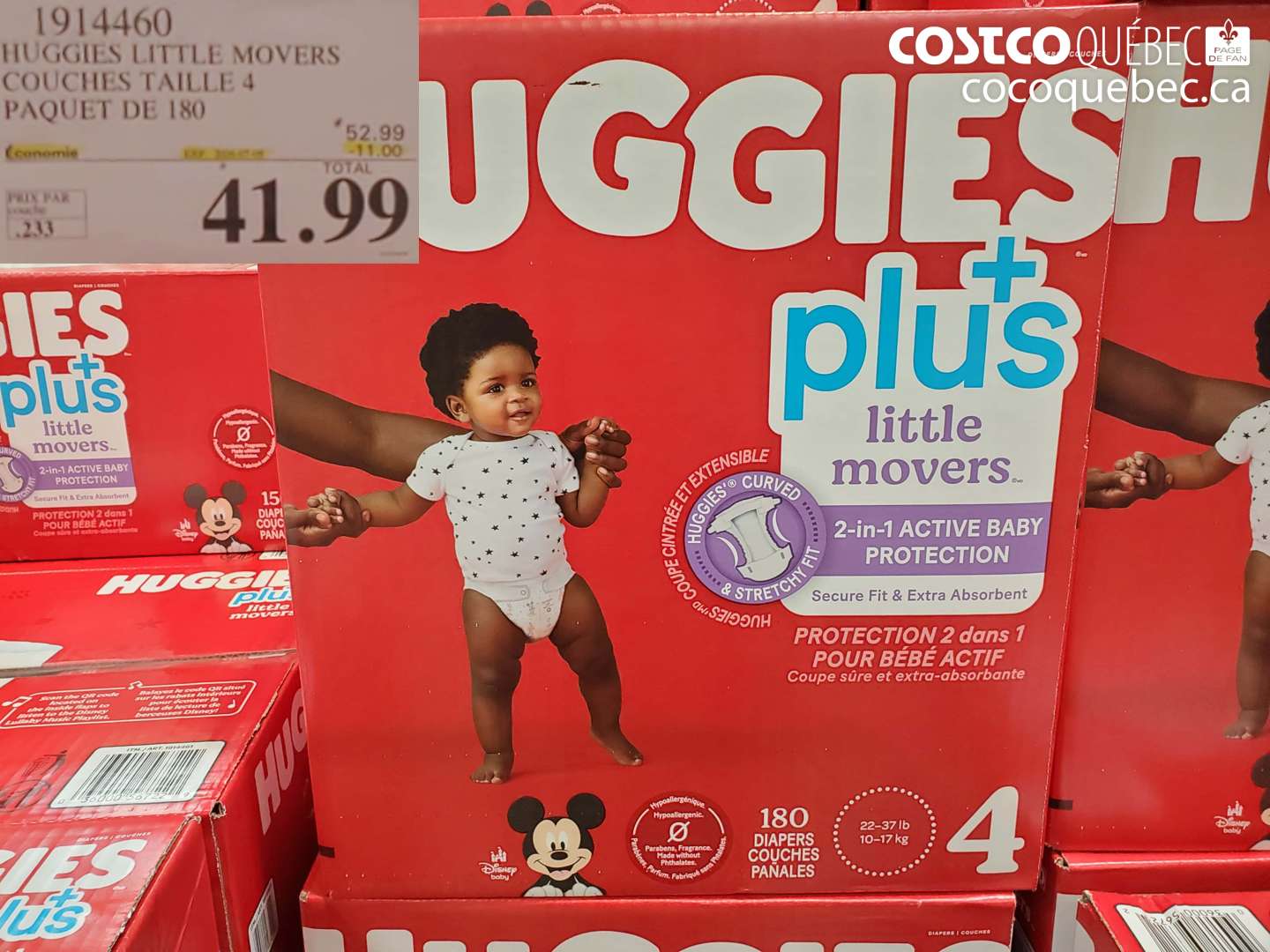 1914460 HUGGIES LITTLE MOVERS COUCHES TAILLE 4 PAQUET DE 180 ($11.00 INSTANT SAVINGS EXPIRES ON 2026-07-05) $41.99