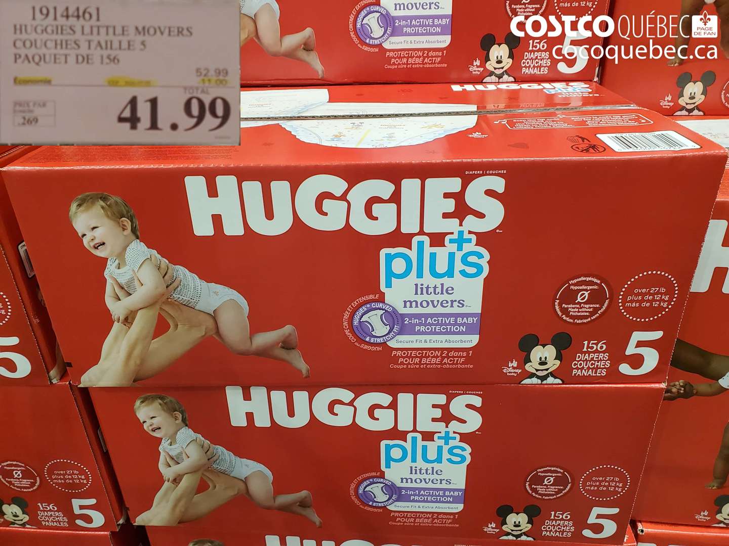 1914461 HUGGIES LITTLE MOVERS COUCHES TAILLE 5 PAQUET DE 156 ($11.00 INSTANT SAVINGS EXPIRES ON 2026-07-05) $41.99
