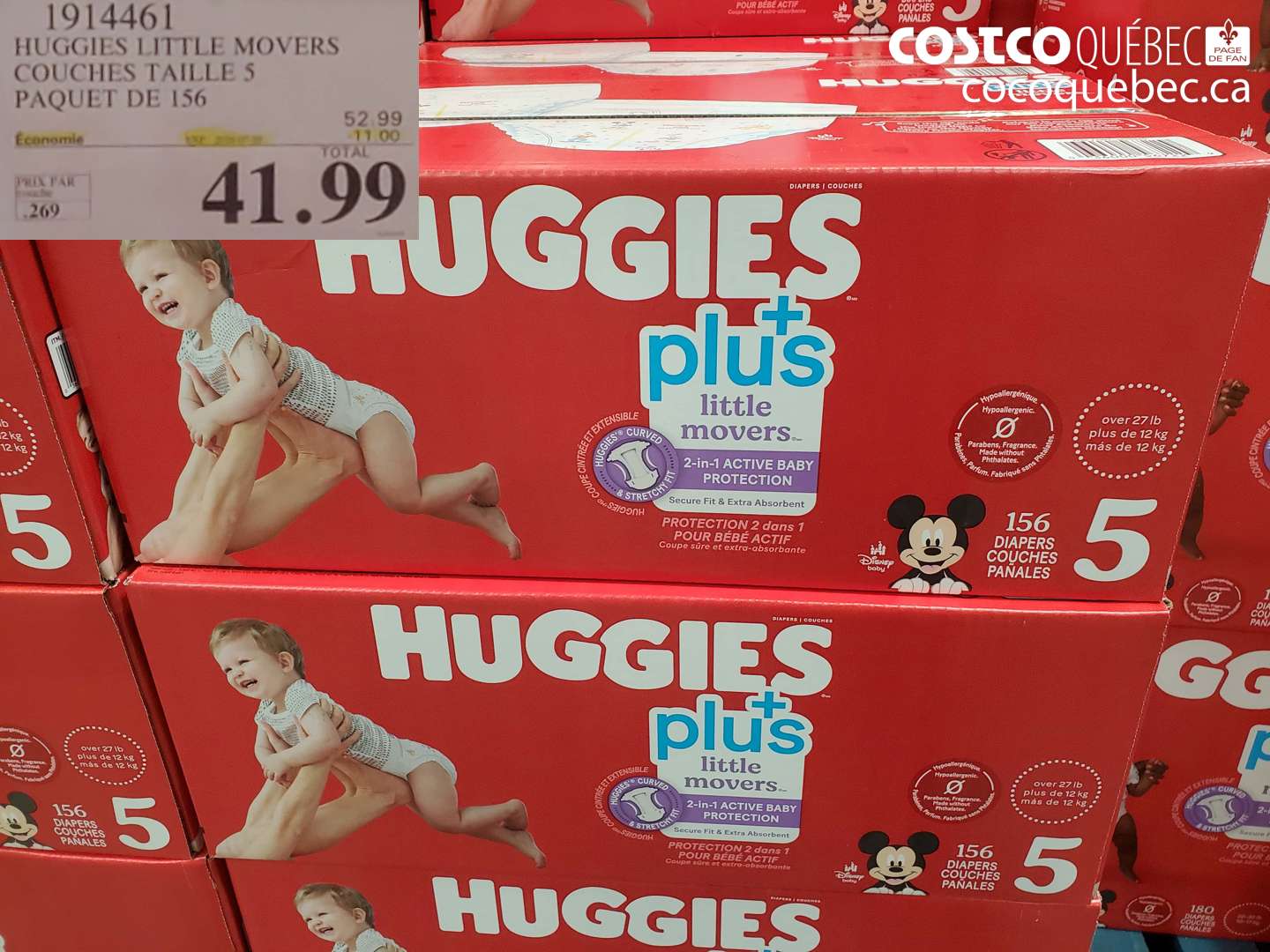 1914461 HUGGIES LITTLE MOVERS COUCHES TAILLE 5 PAQUET DE 156 ($11.00 INSTANT SAVINGS EXPIRES ON 2026-07-05) $41.99