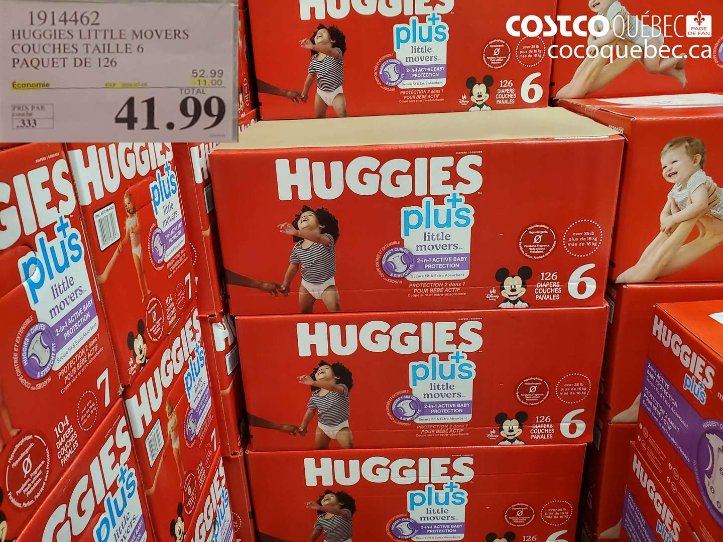1914462 HUGGIES LITTLE MOVERS COUCHES TAILLE 6 PAQUET DE 126 ($11.00 INSTANT SAVINGS EXPIRES ON 2026-07-05) $41.99