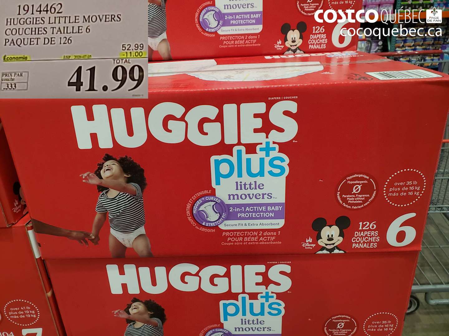 1914462 HUGGIES LITTLE MOVERS COUCHES TAILLE 6 PAQUET DE 126 ($11.00 INSTANT SAVINGS EXPIRES ON 2026-07-05) $41.99
