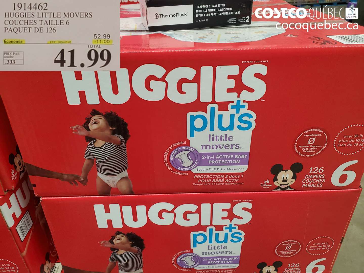 1914462 HUGGIES LITTLE MOVERS COUCHES TAILLE 6 PAQUET DE 126 ($11.00 INSTANT SAVINGS EXPIRES ON 2026-07-05) $41.99