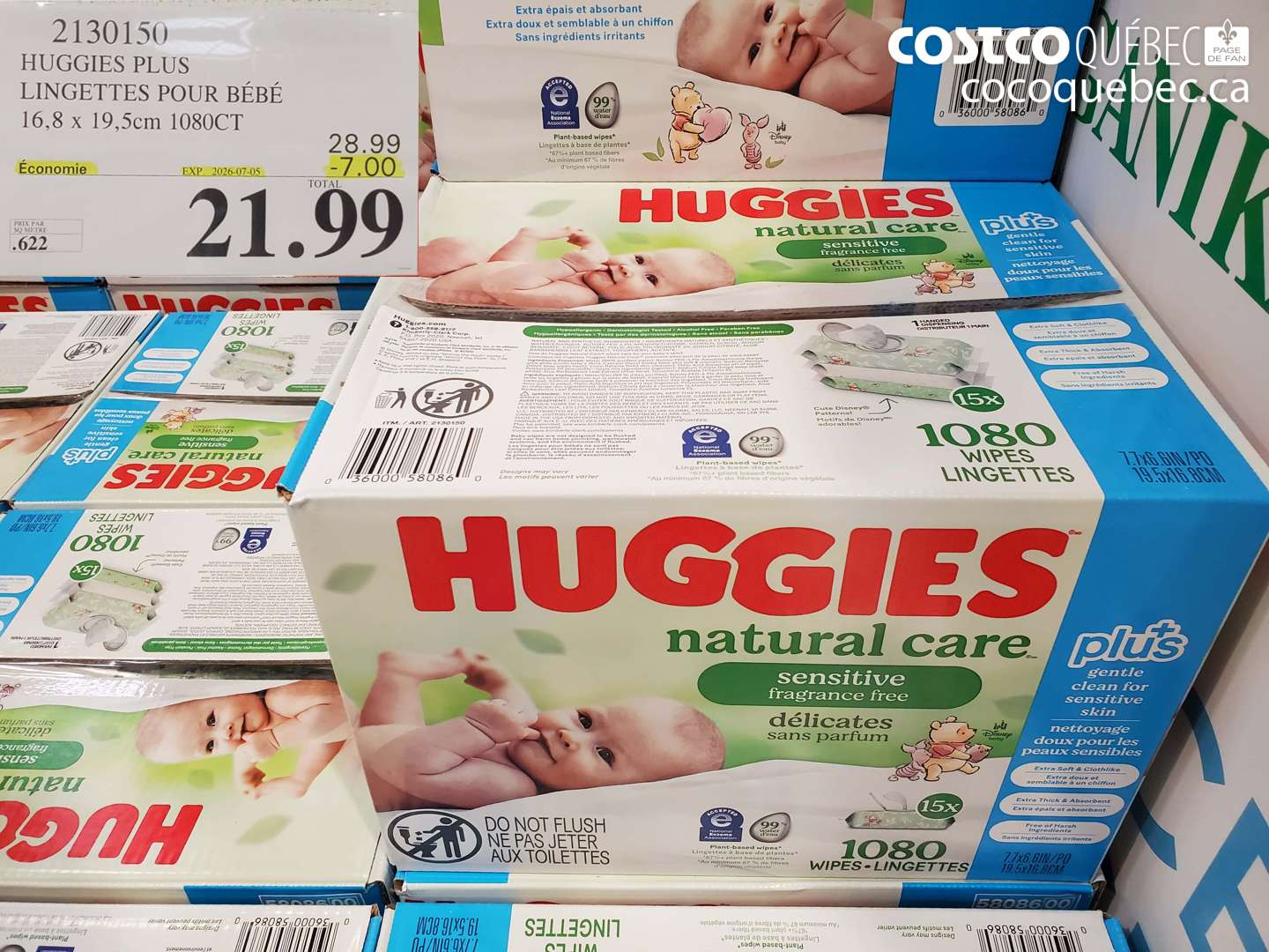 2130150 HUGGIES PLUS LINGETTES POUR BÉBÉ ($7.00 INSTANT SAVINGS EXPIRES ON 2026-07-05) $21.99