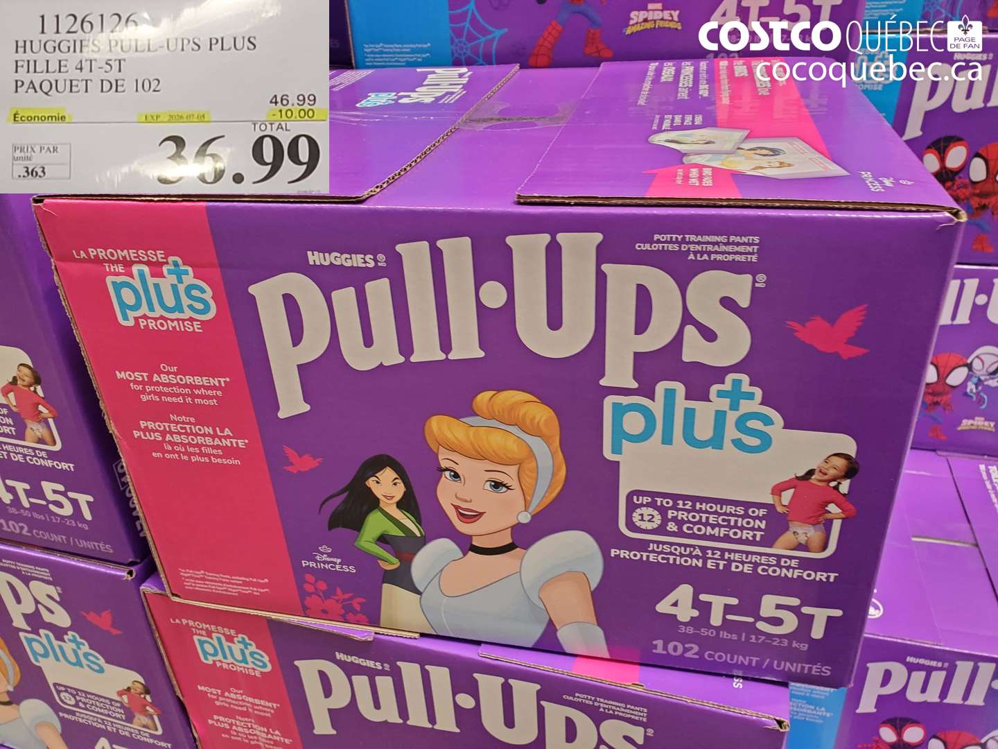 1126126 HUGGIES PULL-UPS PLUS FILLE 4T-5T PAQUET DE 102 ($10.00 INSTANT SAVINGS EXPIRES ON 2026-07-05) $36.99