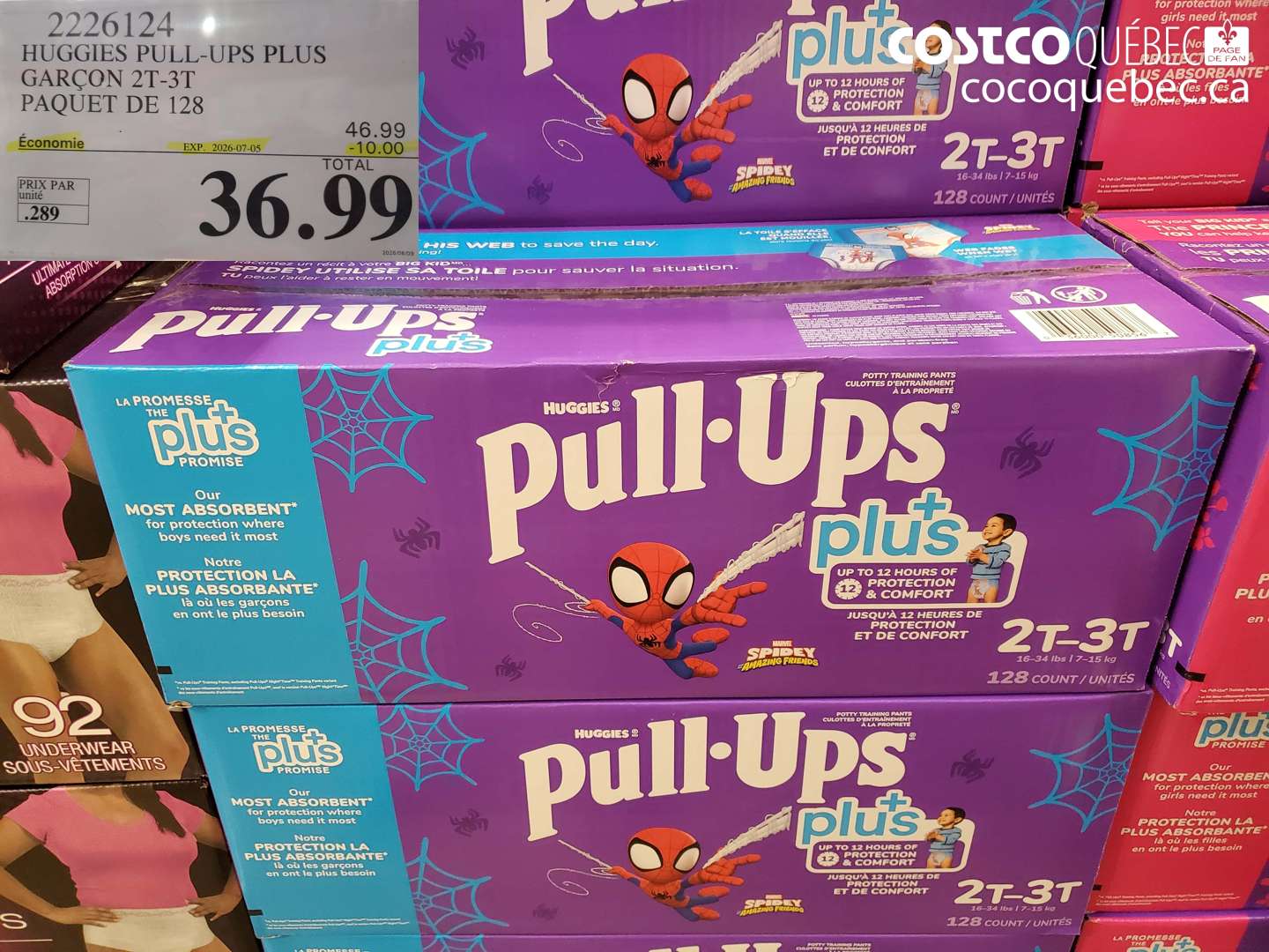 2226124 HUGGIES PULL-UPS PLUS GARÇON 2T-3T PAQUET DE 128 ($10.00 INSTANT SAVINGS EXPIRES ON 2026-07-05) $36.99