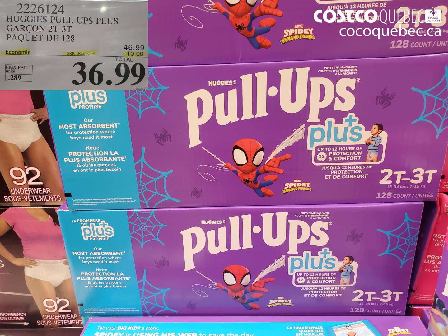 2226124 HUGGIES PULL-UPS PLUS GARÇON 2T-3T PAQUET DE 128 ($10.00 INSTANT SAVINGS EXPIRES ON 2026-07-05) $36.99