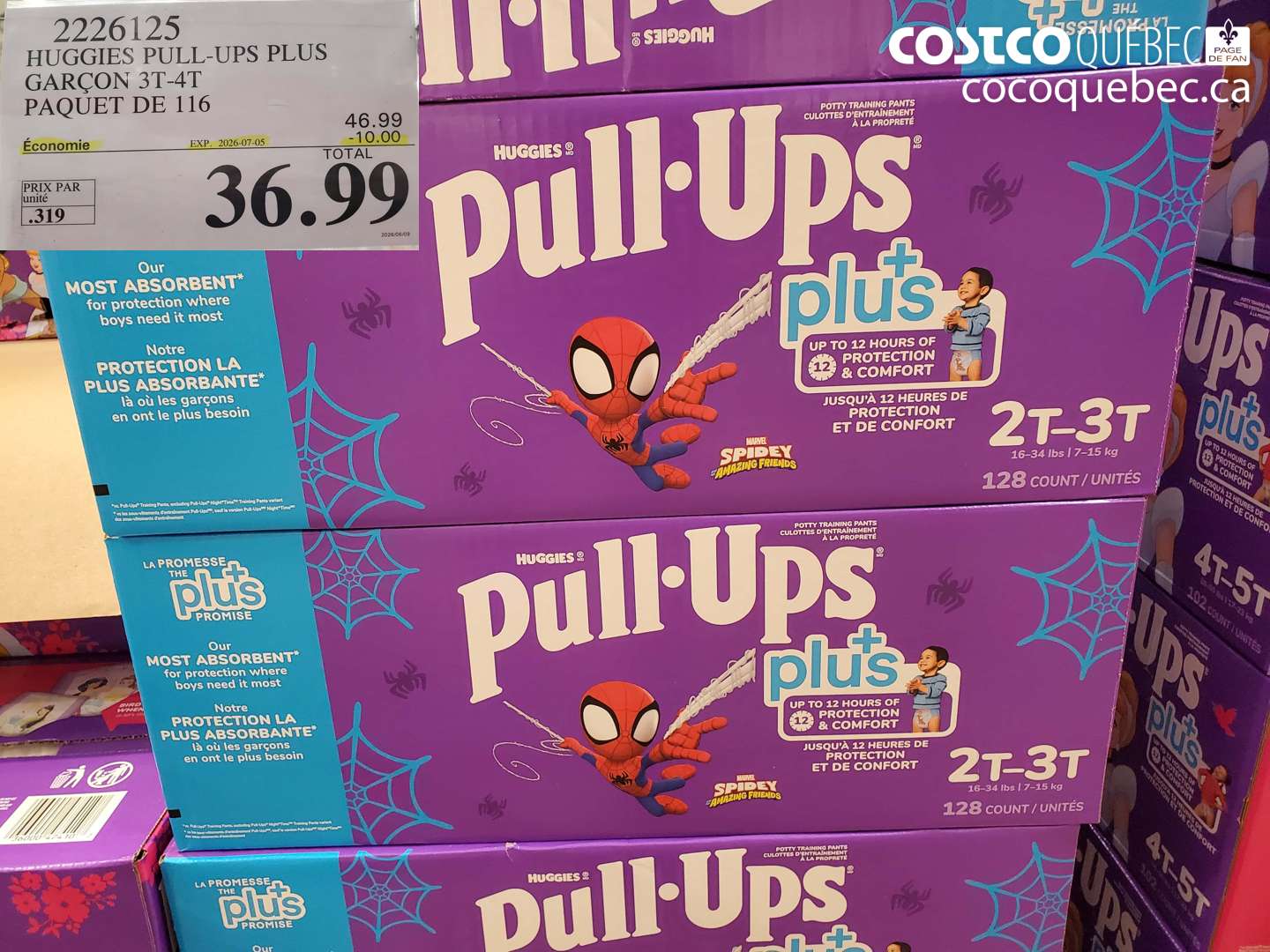 2226125 HUGGIES PULL-UPS PLUS GARÇON 3T-4T PAQUET DE 116 ($10.00 INSTANT SAVINGS EXPIRES ON 2026-07-05) $36.99