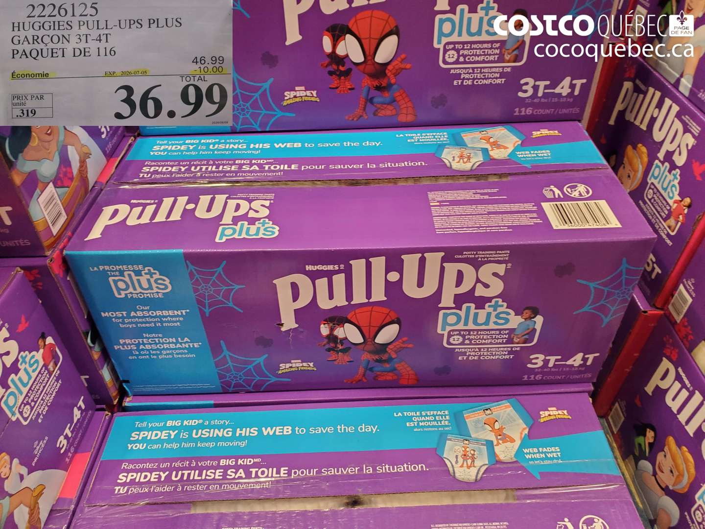 2226125 HUGGIES PULL-UPS PLUS GARÇON 3T-4T PAQUET DE 116 ($10.00 INSTANT SAVINGS EXPIRES ON 2026-07-05) $36.99