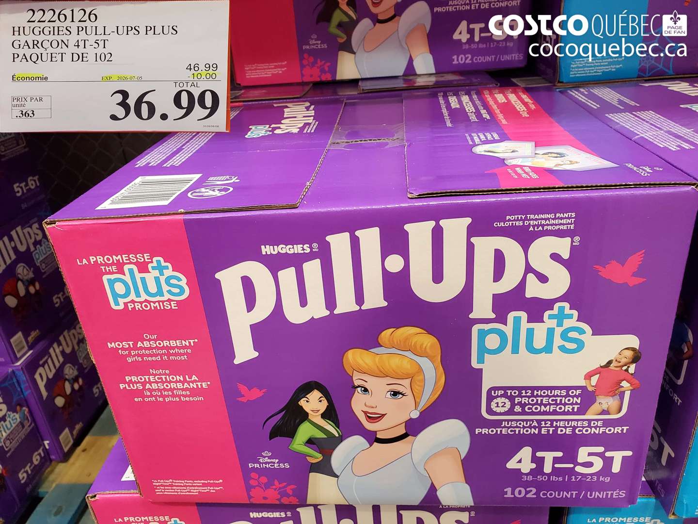 2226126 HUGGIES PULL-UPS PLUS GARÇON 4T-5T PAQUET DE 102 ($10.00 INSTANT SAVINGS EXPIRES ON 2026-07-05) $36.99