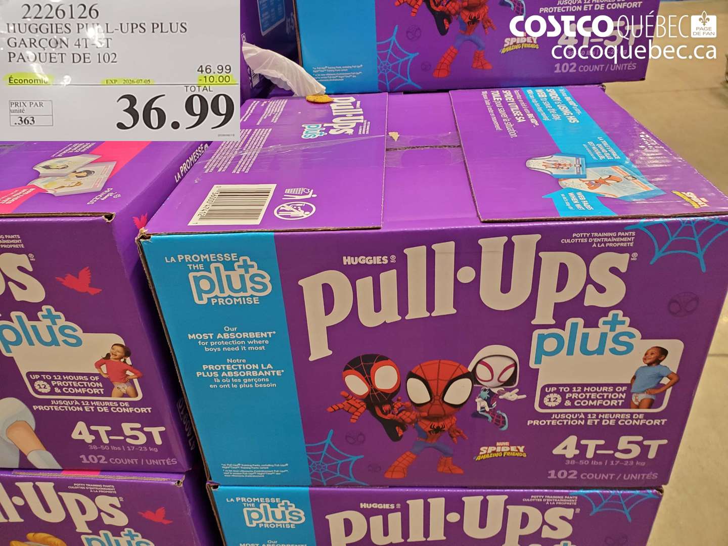 2226126 HUGGIES PULL-UPS PLUS GARÇON 4T-5T PAQUET DE 102 ($10.00 INSTANT SAVINGS EXPIRES ON 2026-07-05) $36.99