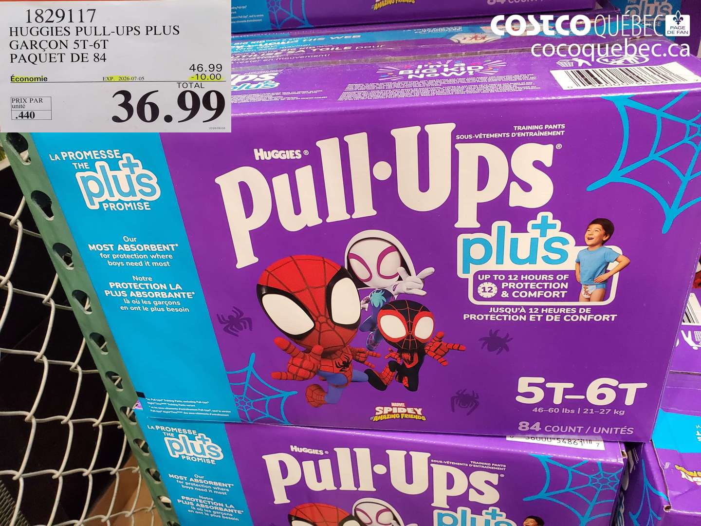1829117 HUGGIES PULL-UPS PLUS GARÇON 5T-6T PAQUET DE 84 ($10.00 INSTANT SAVINGS EXPIRES ON 2026-07-05) $36.99