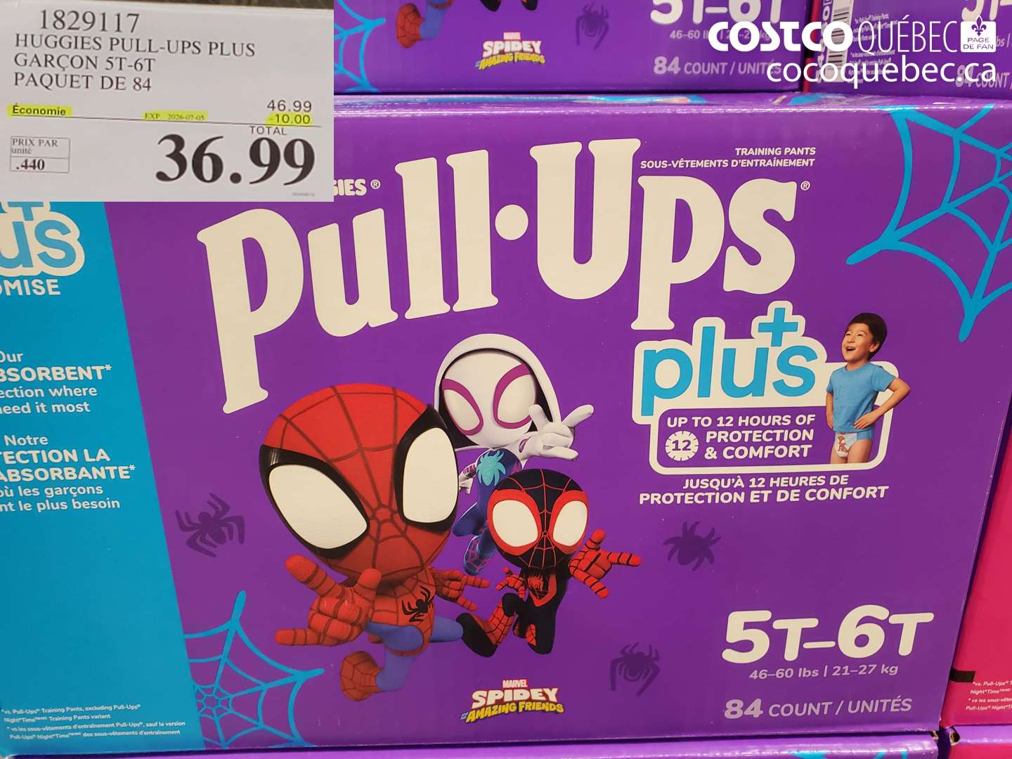 1829117 HUGGIES PULL-UPS PLUS GARÇON 5T-6T PAQUET DE 84 ($10.00 INSTANT SAVINGS EXPIRES ON 2026-07-05) $36.99