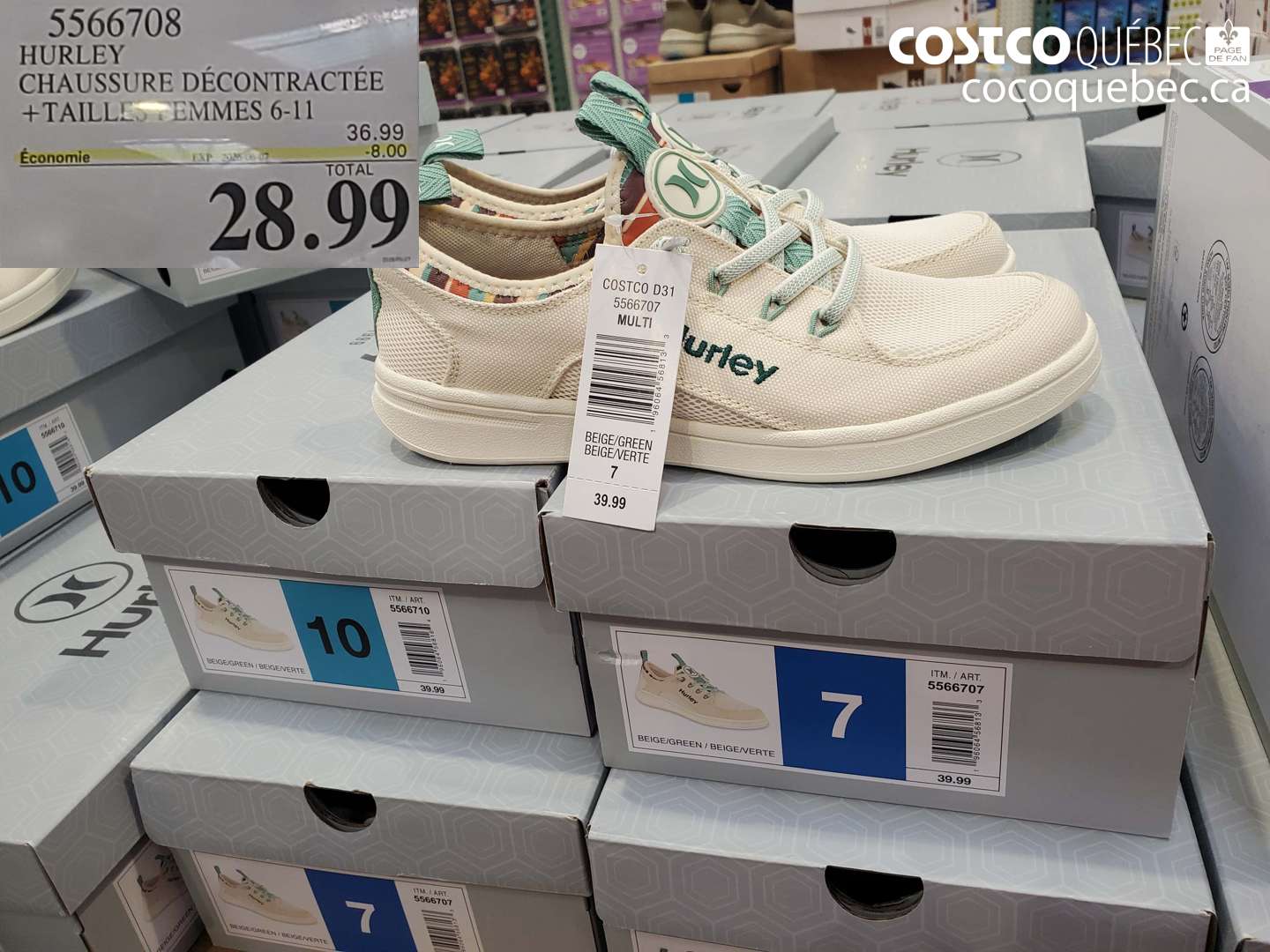 5566708 HURLEY CHAUSSURE DÉCONTRACTÉE +TAILLES FEMMES 6-11 ($8.00 INSTANT SAVINGS EXPIRES ON 2023-10-09) $28.99