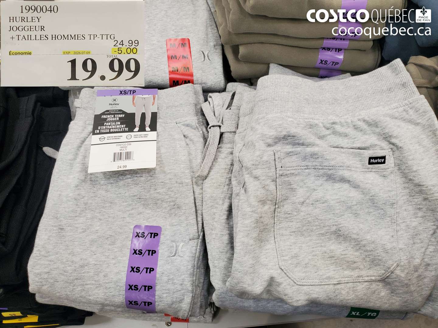1990040 HURLEY JOGGEUR +TAILLES HOMMES TP-TTG ($5.00 INSTANT SAVINGS EXPIRES ON 2026-07-05) $19.99