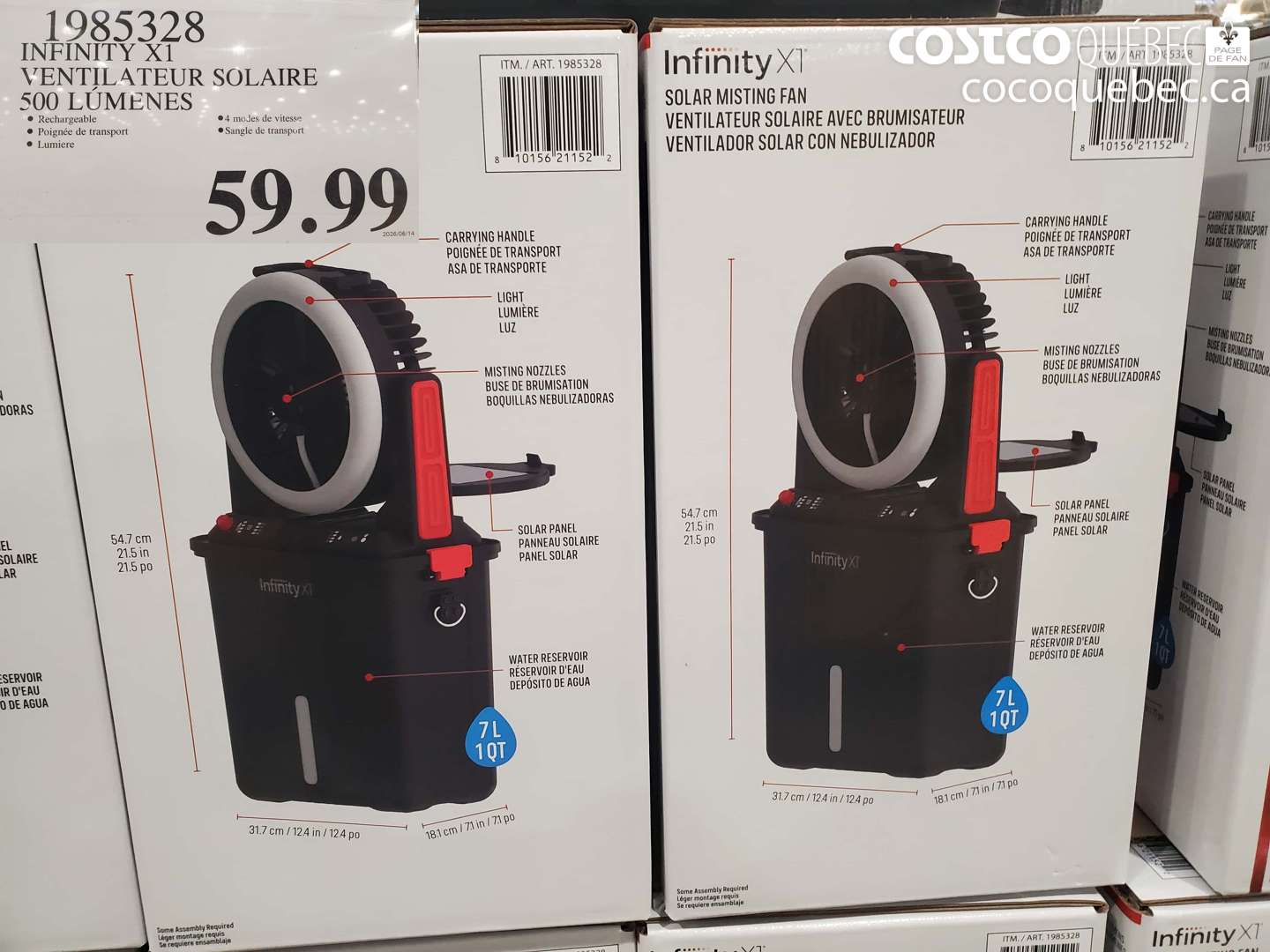 1985328 INFINITY X1 VENTILATEUR SOLAIRE 500 LUMÈNES $59.99