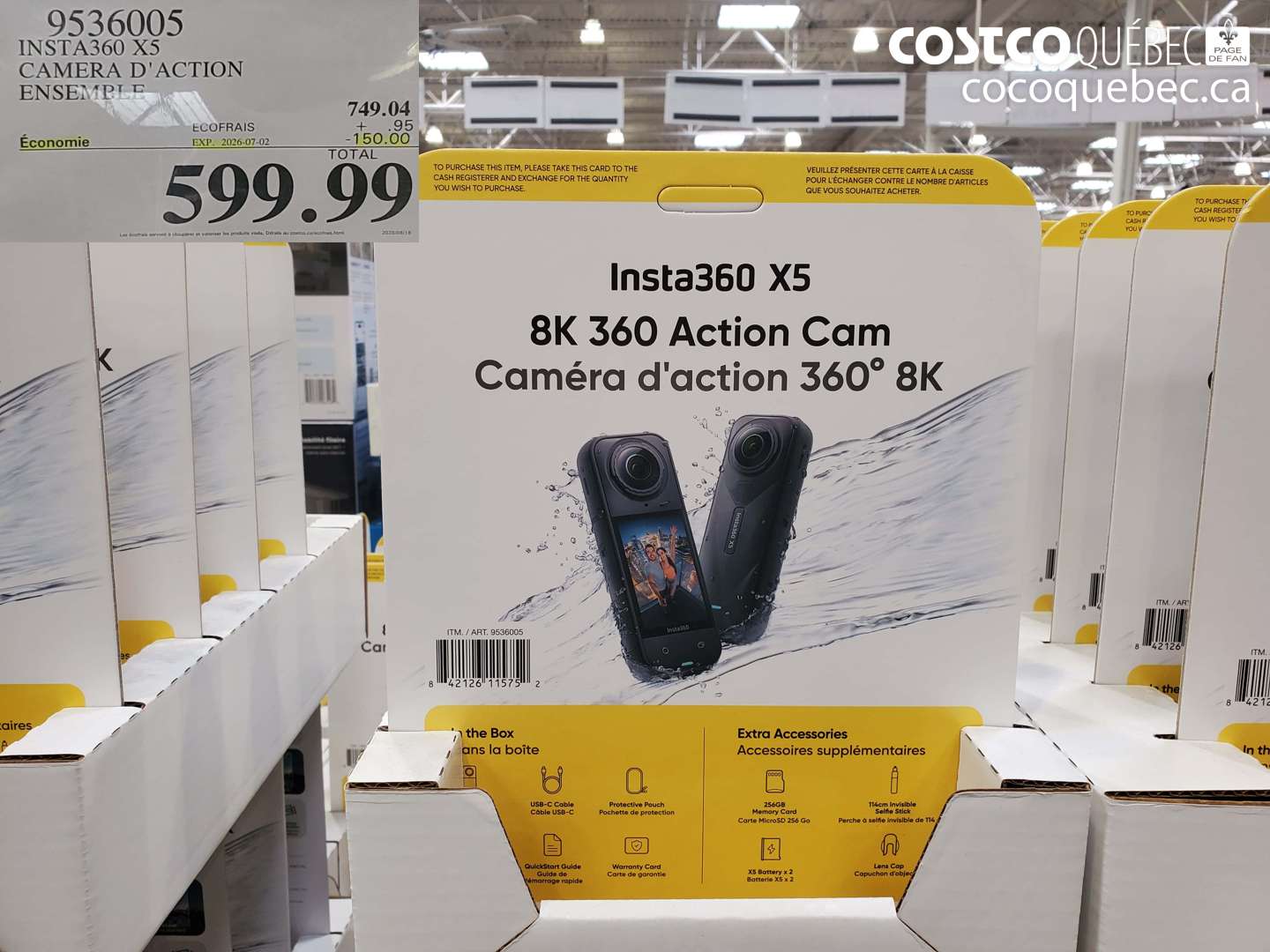9536005 INSTA360 X5 CAMERA D'ACTION ENSEMBLE ($150.00 INSTANT SAVINGS EXPIRES ON 2026-07-02) $599.99