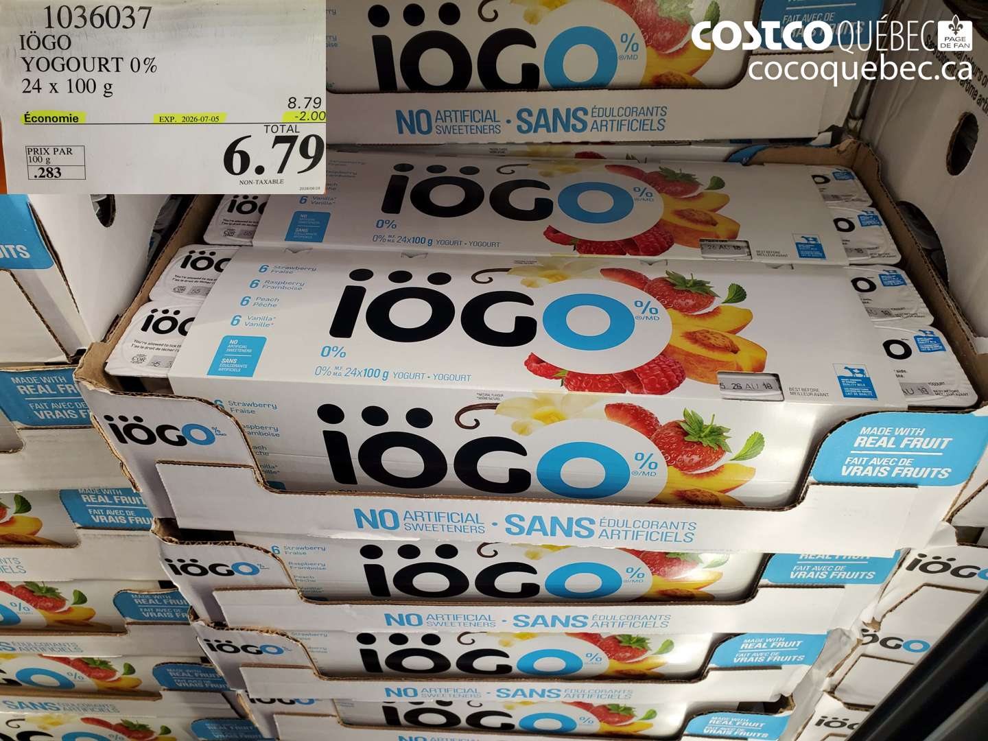 1036037 IÖGO YOGOURT 0% 24 X 100 G ($2.00 INSTANT SAVINGS EXPIRES ON 2026-07-05) $6.79