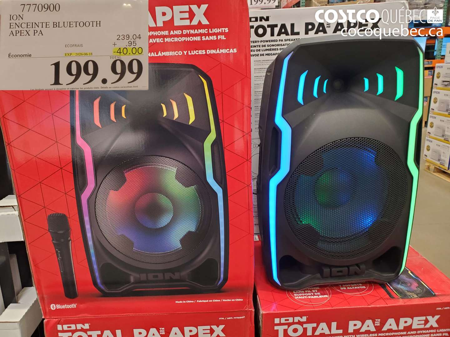 7770900 ION ENCEINTE BLUETOOTH APEX PA ($40.00 INSTANT SAVINGS EXPIRES ON 2026-06-18) $199.99