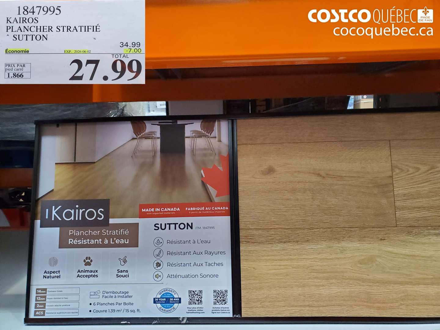 1847995 KAIROS PLANCHER STRATIFIÉ SUTTON ($7.00 INSTANT SAVINGS EXPIRES ON 2026-06-02) $27.99