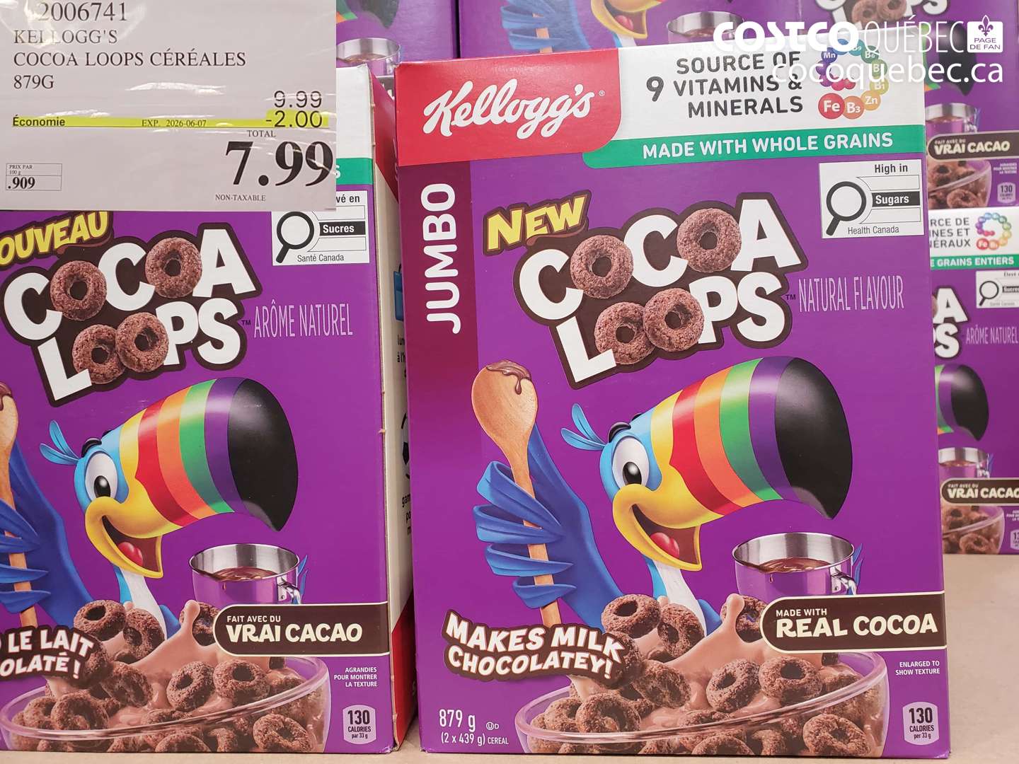 2006741 KELLOGG'S COCOA LOOPS CÉRÉALES 879G ($2.00 INSTANT SAVINGS EXPIRES ON 2026-06-07) $7.99
