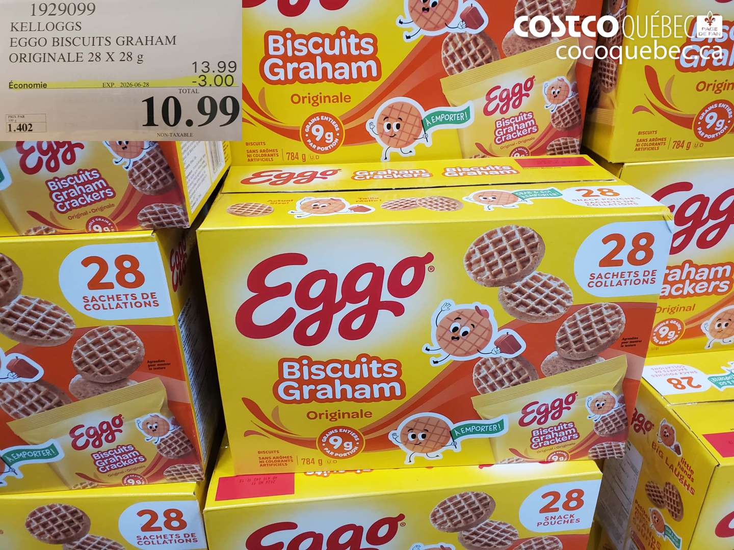 1929099 KELLOGGS EGGO BISCUITS GRAHAM ORIGINALE 28 X 28 G ($3.00 INSTANT SAVINGS EXPIRES ON 2026-06-28) $10.99