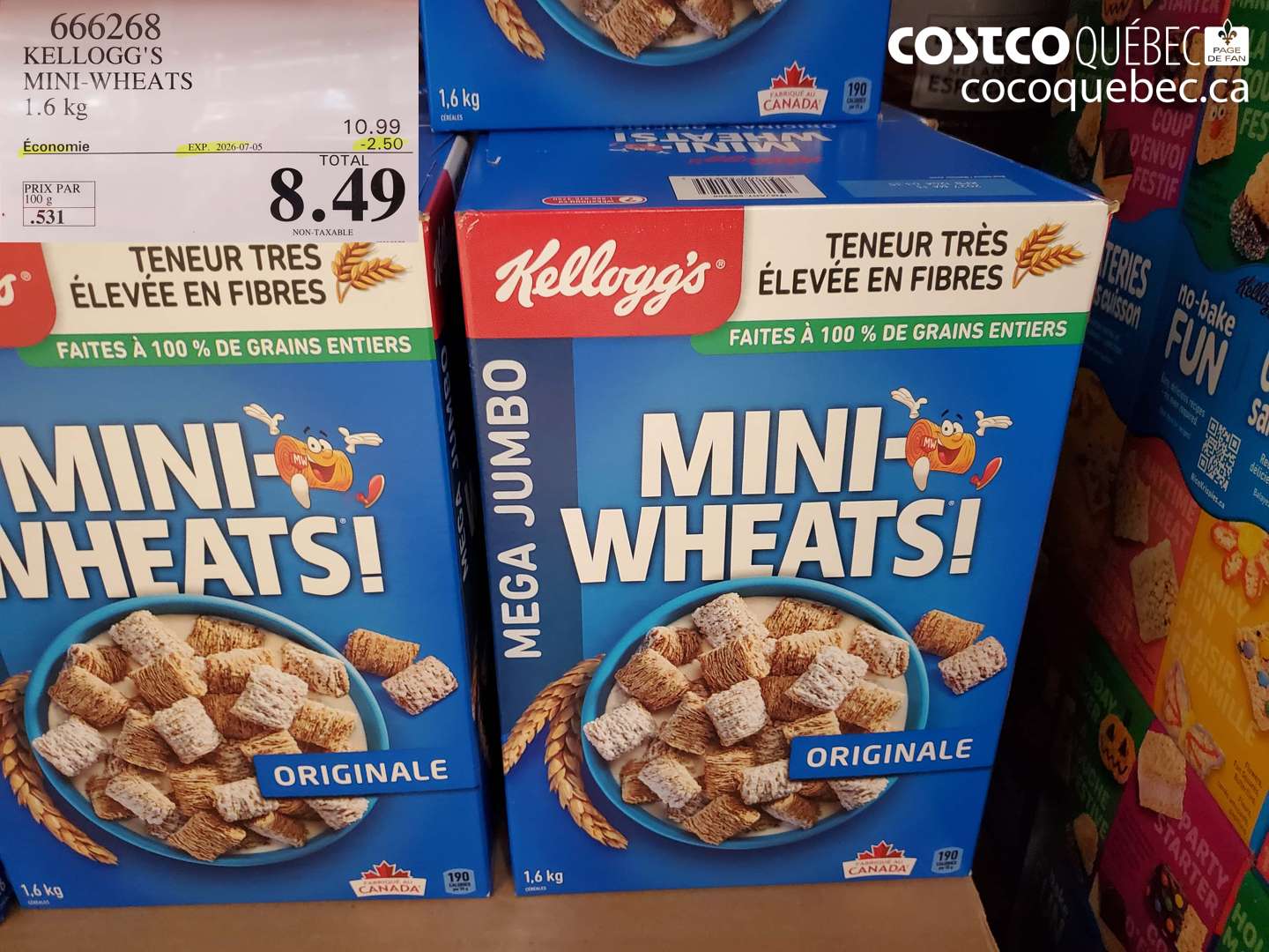 666268 KELLOGG'S MINI-WHEATS 1.6 KG ($2.50 INSTANT SAVINGS EXPIRES ON 2026-07-05) $8.49