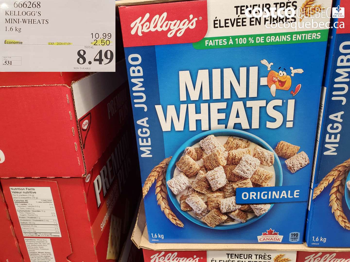 666268 KELLOGG'S MINI-WHEATS 1.6 KG ($2.50 INSTANT SAVINGS EXPIRES ON 2026-07-05) $8.49