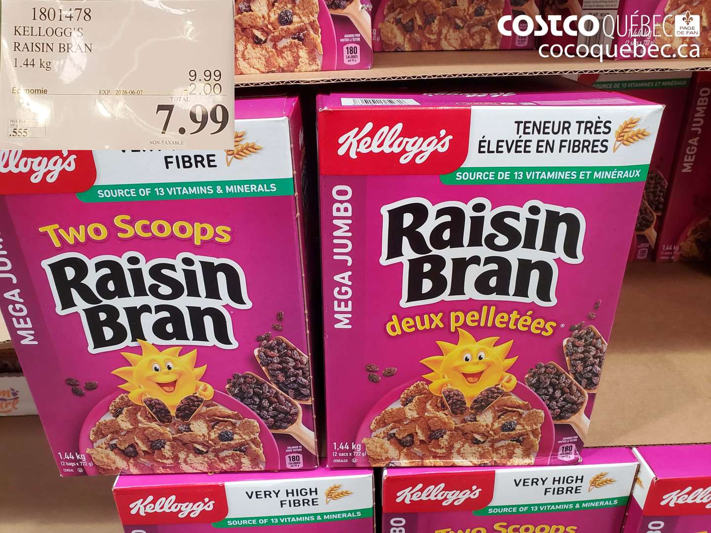 1801478 KELLOGG'S RAISIN BRAN 1.44 KG ($2.00 INSTANT SAVINGS EXPIRES ON 2026-06-07) $7.99