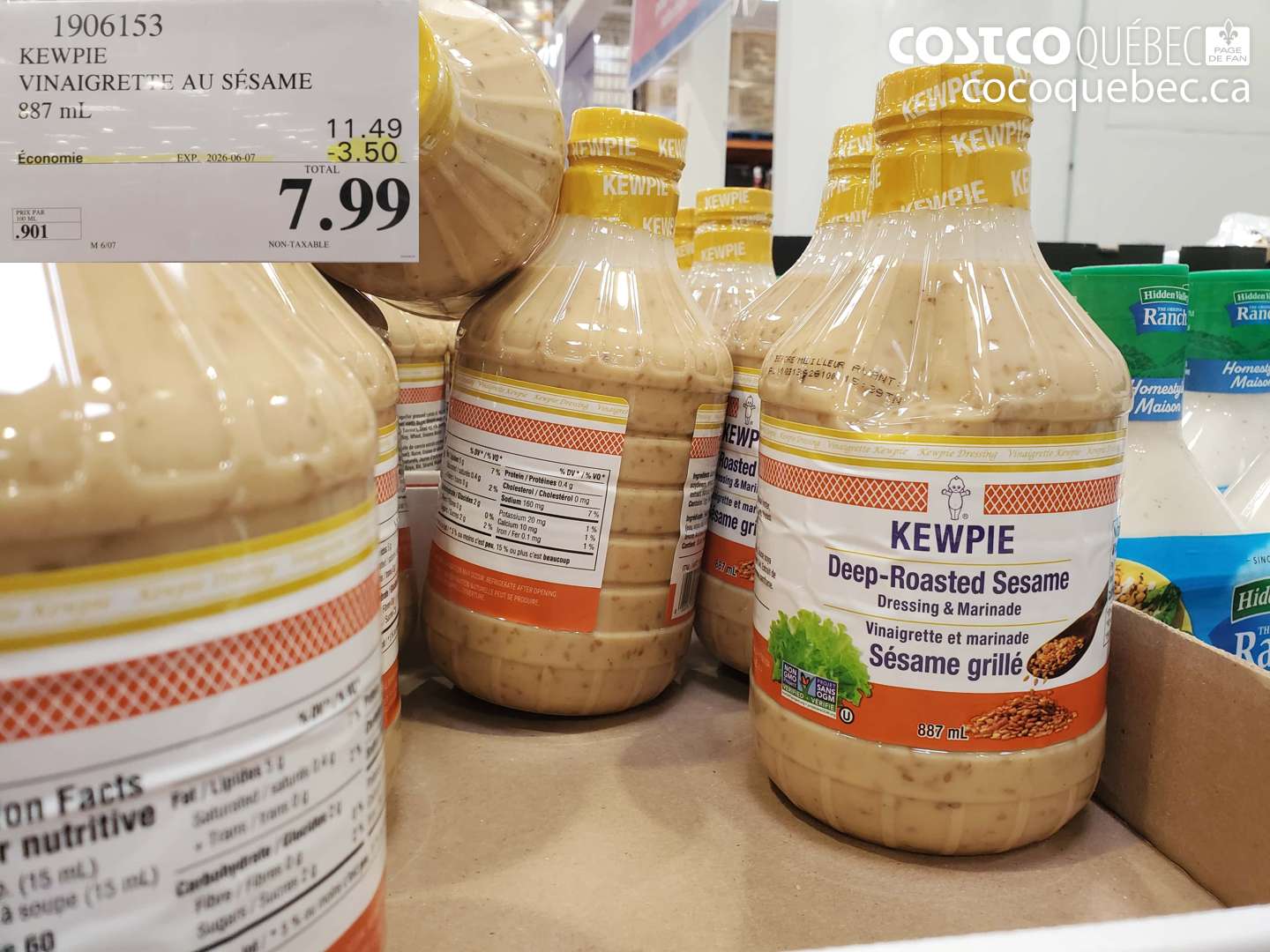 1906153 KEWPIE VINAIGRETTE AU SÉSAME 887 ML ($3.50 INSTANT SAVINGS EXPIRES ON 2026-06-07) $7.99