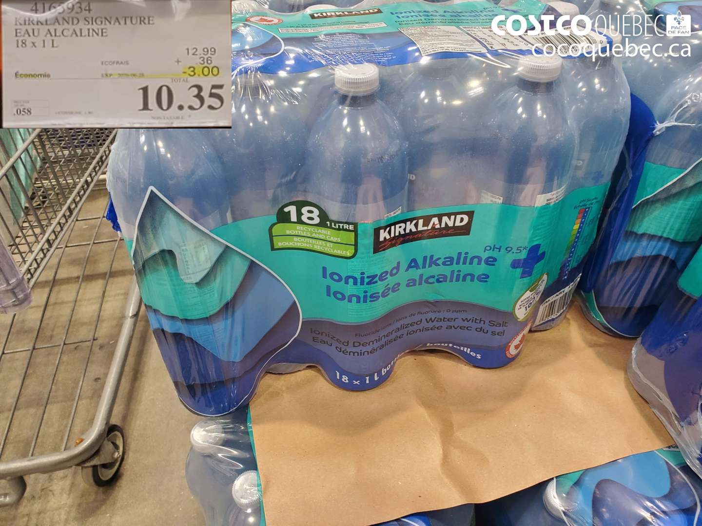 4175934 KIRKLAND SIGNATURE EAU ALCALINE 18 X 1 L ($3.00 INSTANT SAVINGS) $10.35