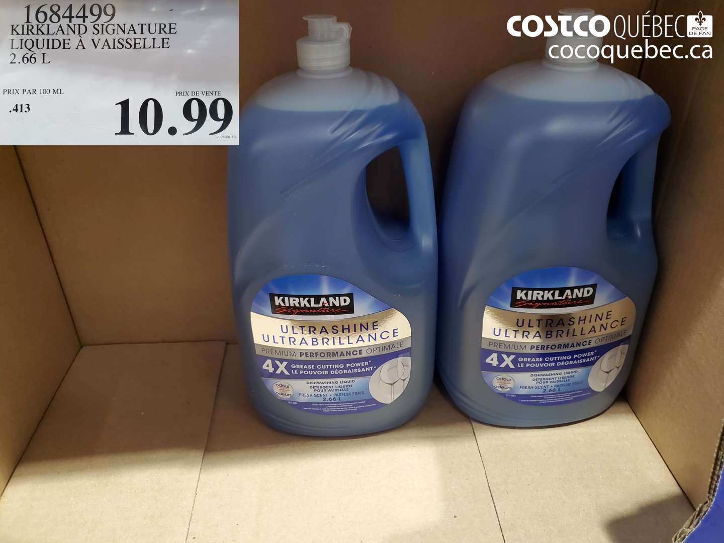 1684499 KIRKLAND SIGNATURE LIQUIDE À VAISSELLE 2.66 L $10.99