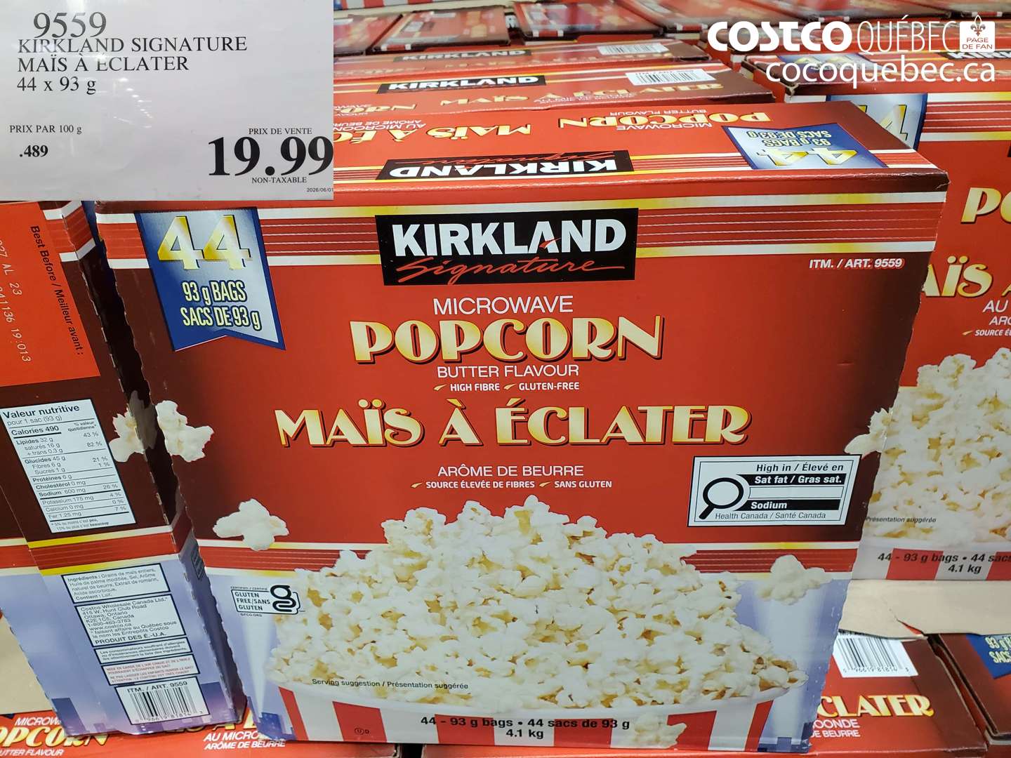 9559 KIRKLAND SIGNATURE MAÏS À ÉCLATER 44 X 93 G $19.99