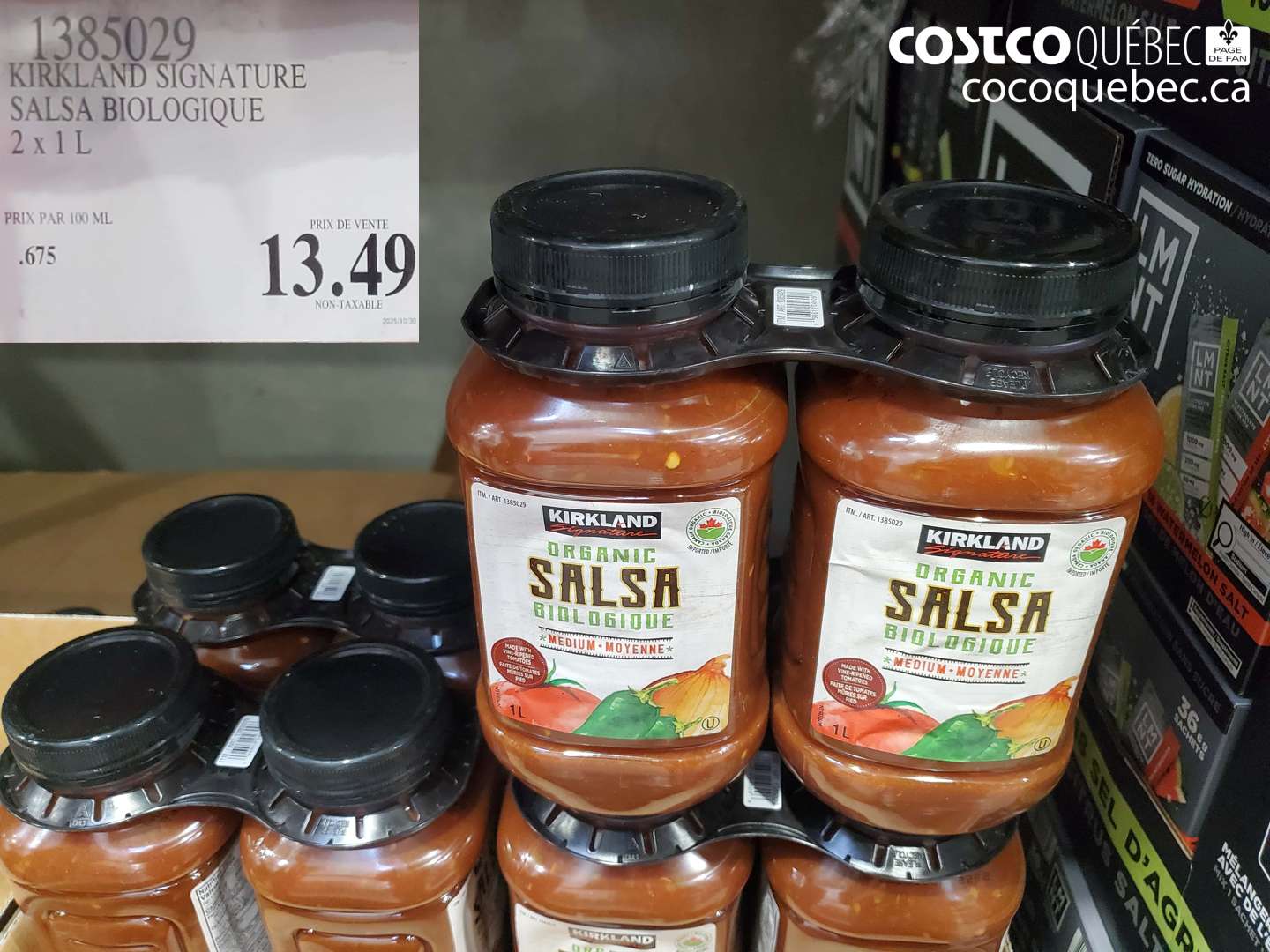 1385029 KIRKLAND SIGNATURE SALSA BIOLOGIQUE 2 X 1 L $13.49