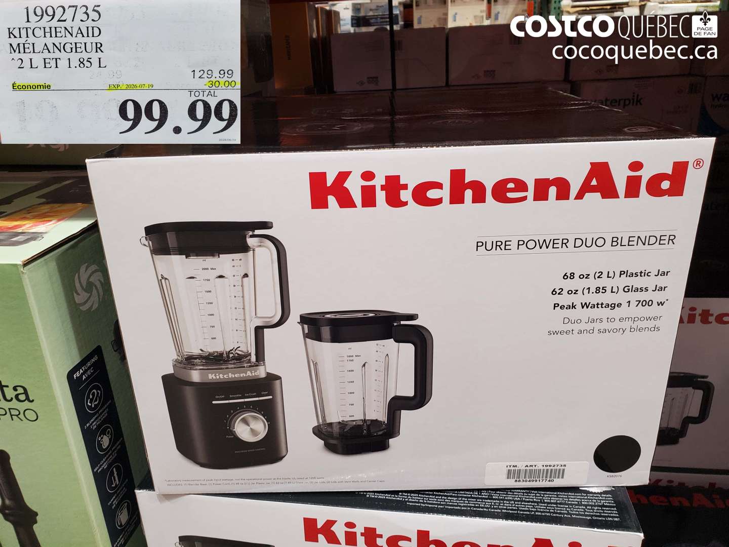 1992735 KITCHENAID MÉLANGEUR 2 L ET 1.85 L ($30.00 INSTANT SAVINGS EXPIRES ON 2026-07-19) $99.99