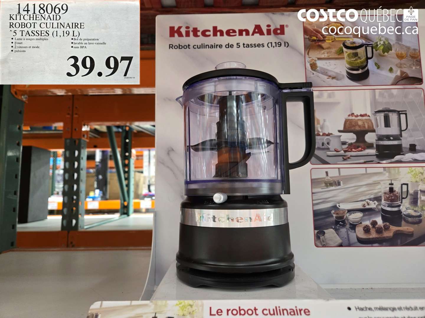 1418069 KITCHENAID ROBOT CULINAIRE 5 TASSES (1.19 L) $39.97