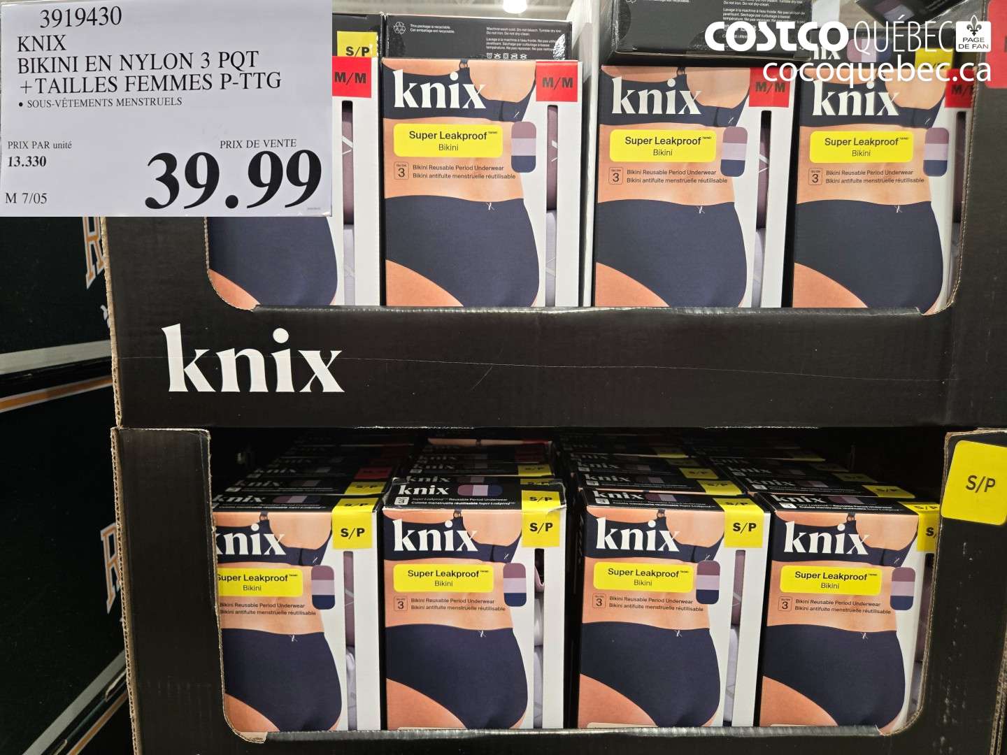 3919430 KNIX BIKINI EN NYLON 3 PQT + TAILLES FEMMES P-TTG $39.99