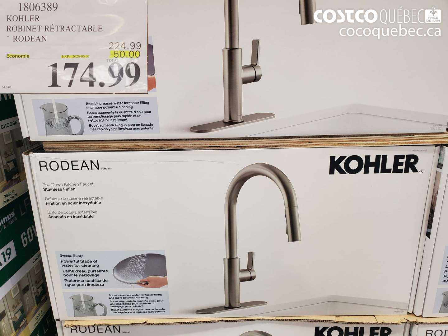 1806389 KOHLER ROBINET RÉTRACTABLE RODEAN ($50.00 INSTANT SAVINGS EXPIRES ON 2026-06-07) $174.99