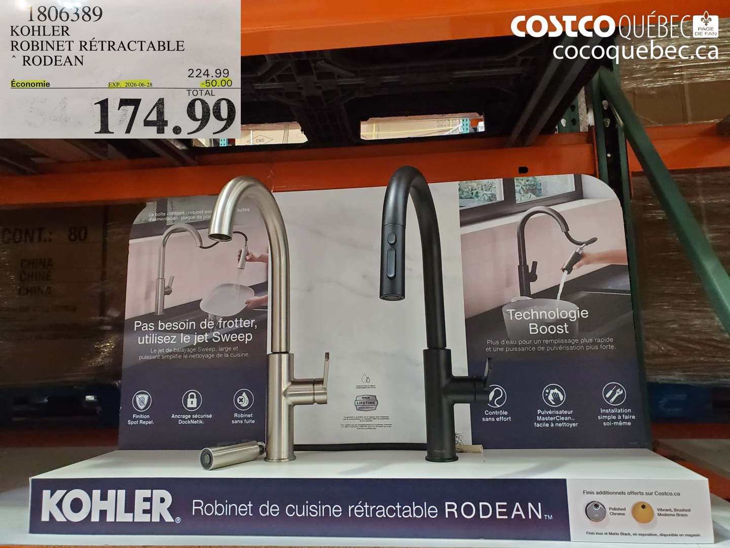 1806389 KOHLER ROBINET RÉTRACTABLE RODEAN ($50.00 INSTANT SAVINGS EXPIRES ON 2026-06-28) $174.99