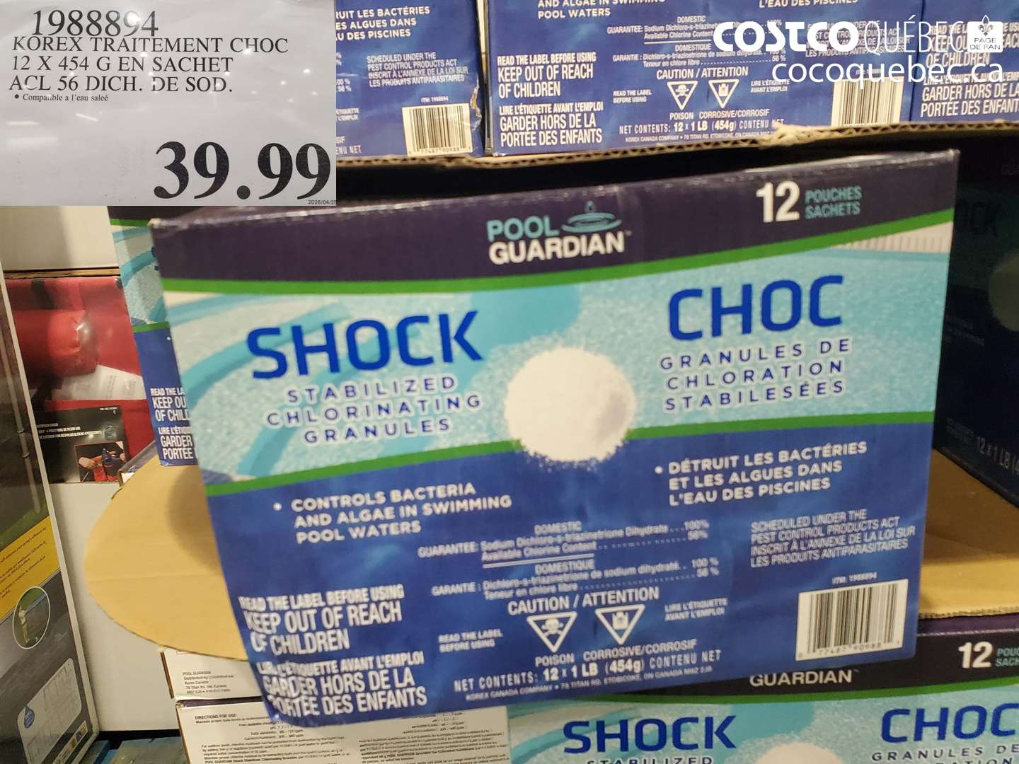 1988894 KOREX TRAITEMENT CHOC 12 X 454 G EN SACHET ACL 56 DICH. DE SOD. $39.99