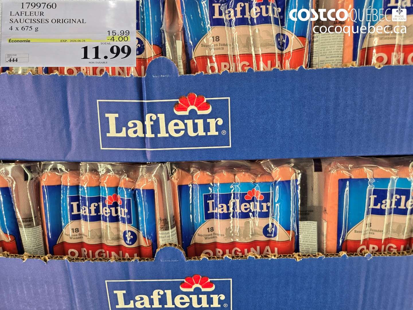1799760 LAFLEUR SAUCISSES ORIGINAL ($4.00 INSTANT SAVINGS EXPIRES ON 2026-06-28) $11.99