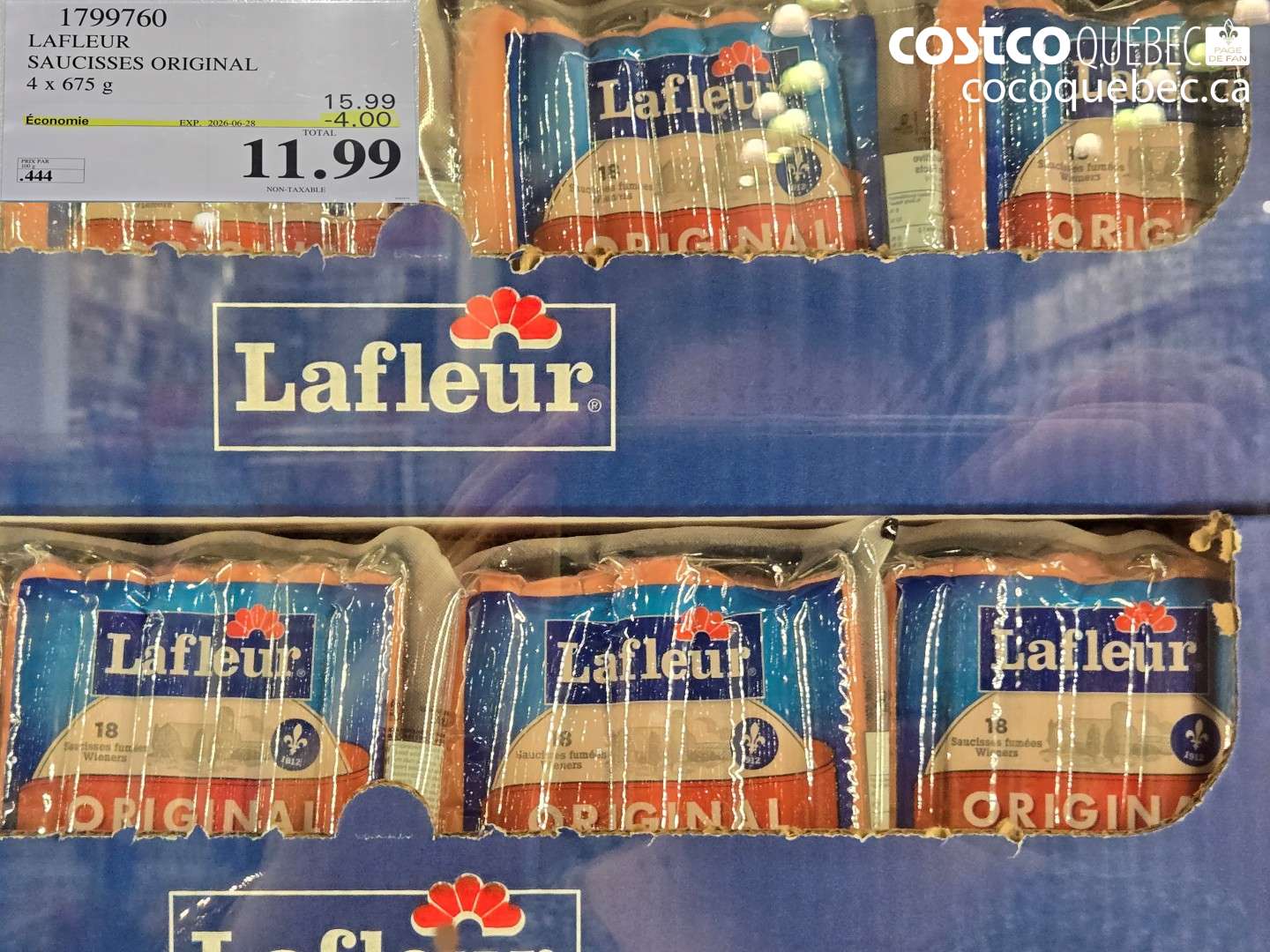 1799760 LAFLEUR SAUCISSES ORIGINAL ($4.00 INSTANT SAVINGS EXPIRES ON 2026-06-28) $11.99