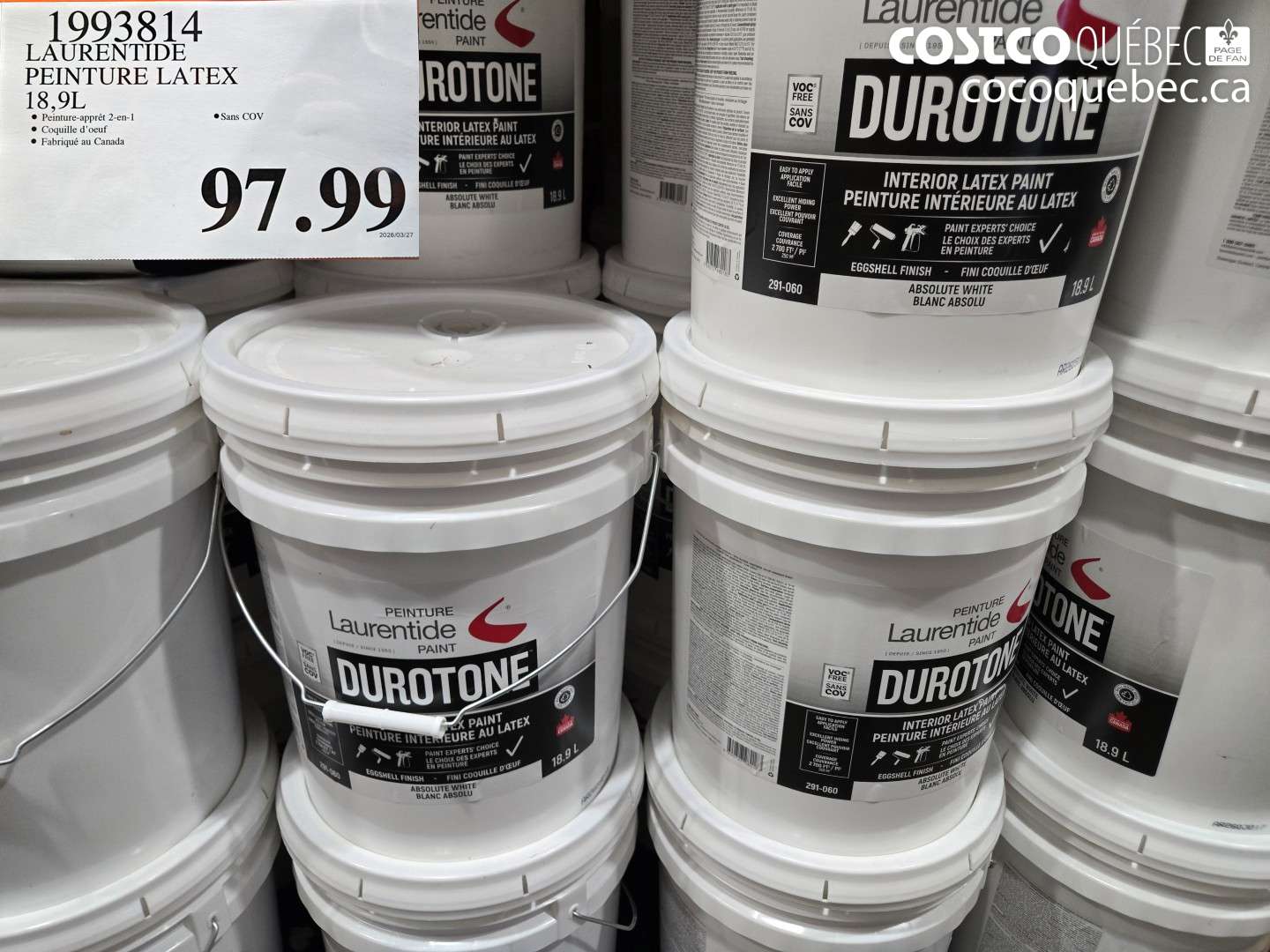 1993814 LAURENTIDE PEINTURE LATEX 18.9L $97.99