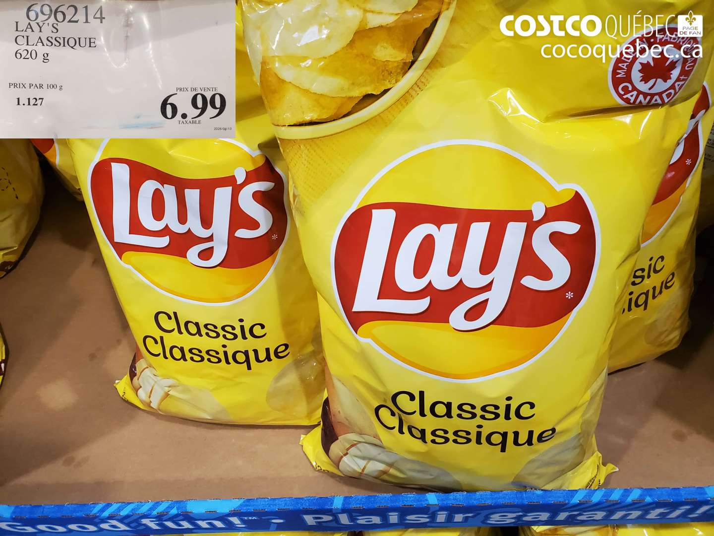 696214 LAY'S CLASSIQUE 620 G $6.99
