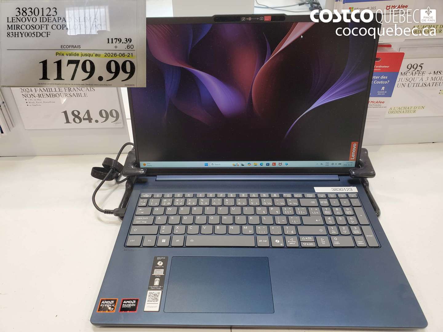 3830123 LENOVO IDEAPAD SLIM 5 MICROSOFT COPILOT+ PC (EXPIRES ON 2026-06-21) $1179.99