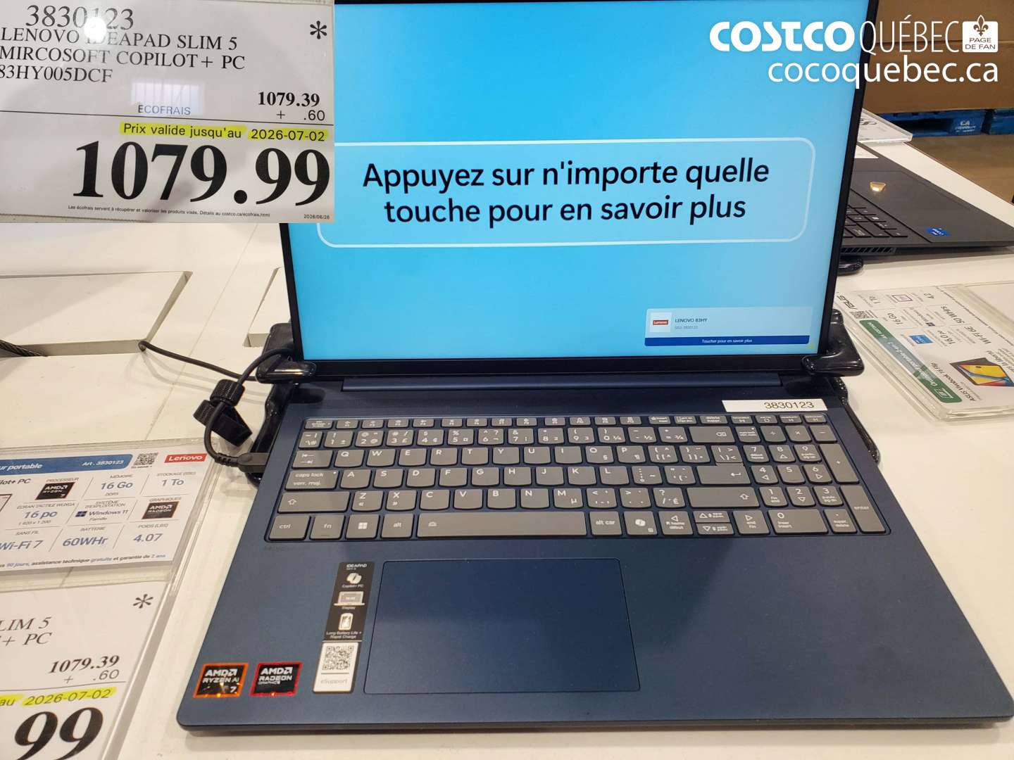 3830123 LENOVO IDEAPAD SLIM 5 MICROSOFT COPILOT+ PC 83HY005DCF (EXPIRES ON 2026-07-02) $1079.99