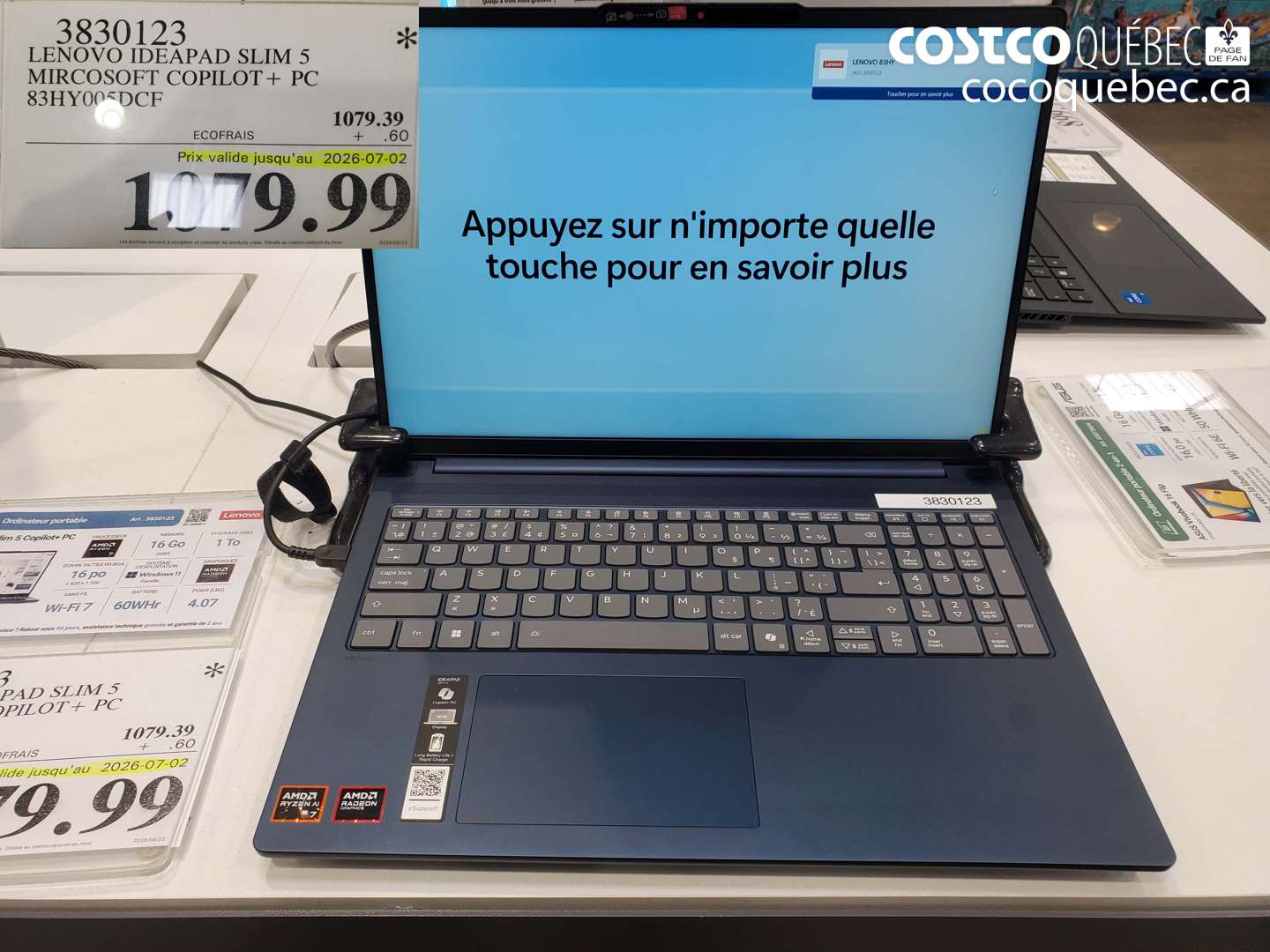 3830123 LENOVO IDEAPAD SLIM 5 MIRCOSOFT COPILOT+ PC 83HY005DCF (EXPIRES ON 2026-07-02) $1079.99