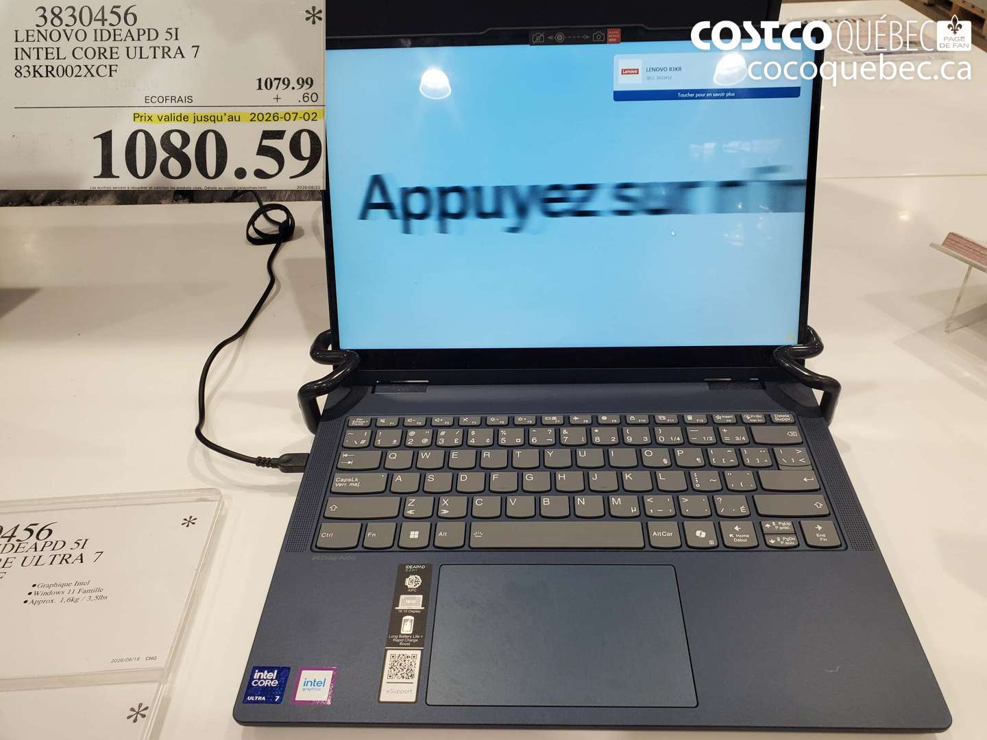 3830456 LENOVO IDEAPD 5I INTEL CORE UETRA 7 83KR002XCF (EXPIRES ON 2026-07-02) $1080.59