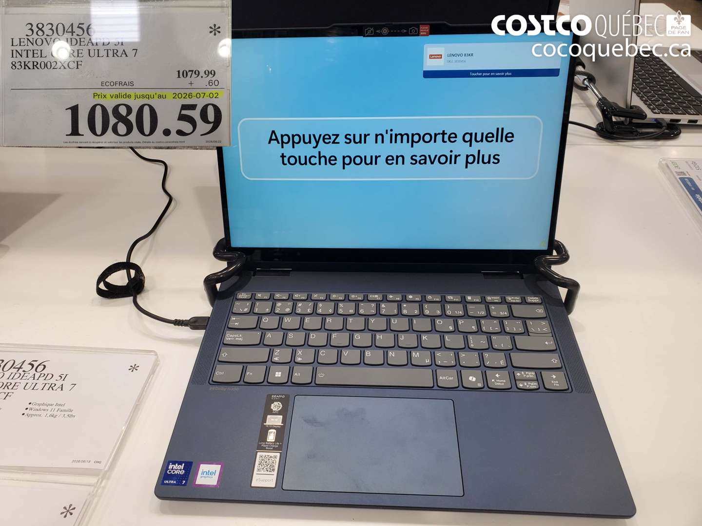 3830456 LENOVO IDEAPD 5I INTEL CORE ULTRA 7 83KR002XCF (EXPIRES ON 2026-07-02) $1080.59