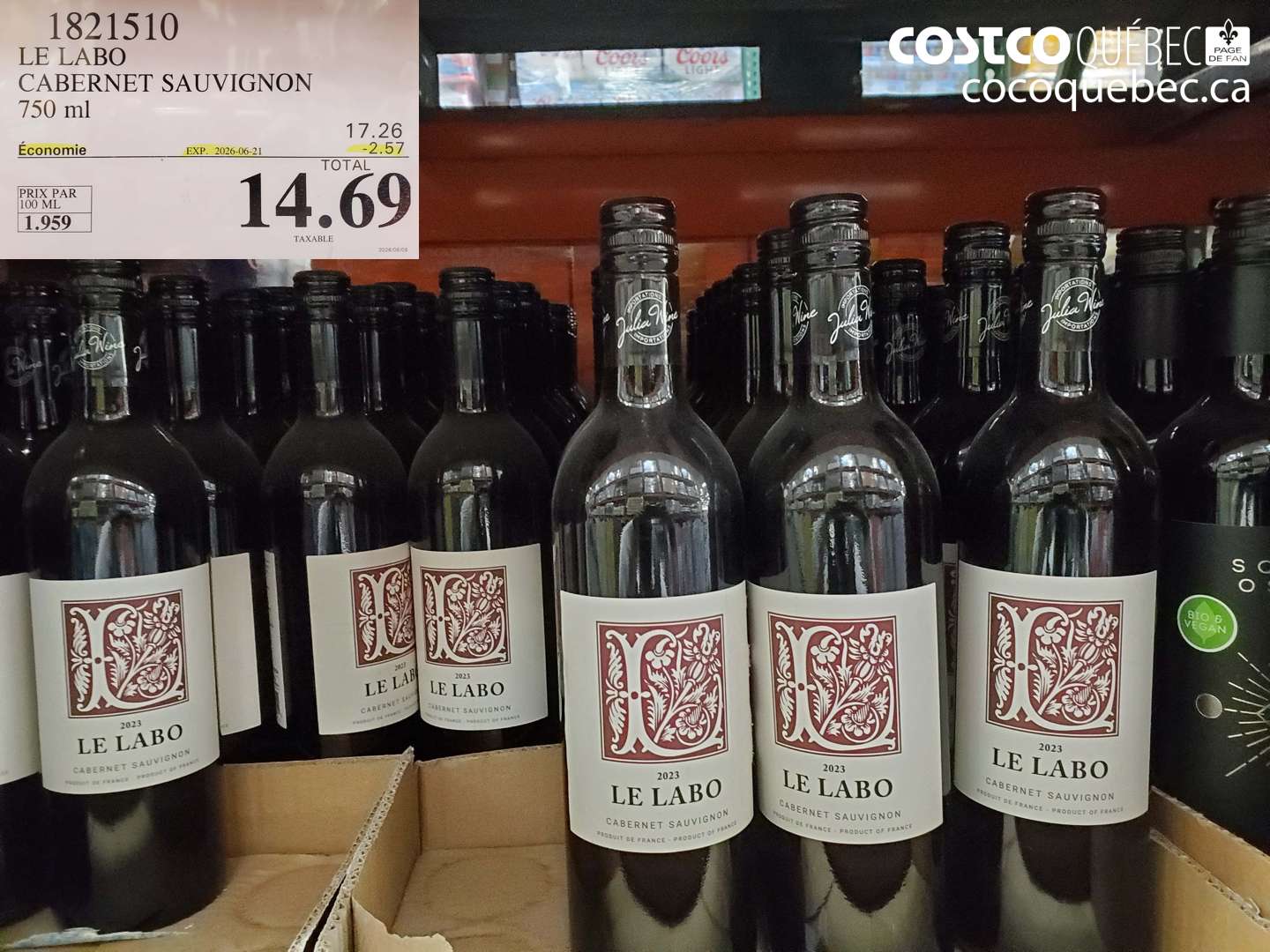 1821510 LE LABO CABERNET SAUVIGNON 750 ML ($2.57 INSTANT SAVINGS EXPIRES ON 2026-06-21) $14.69